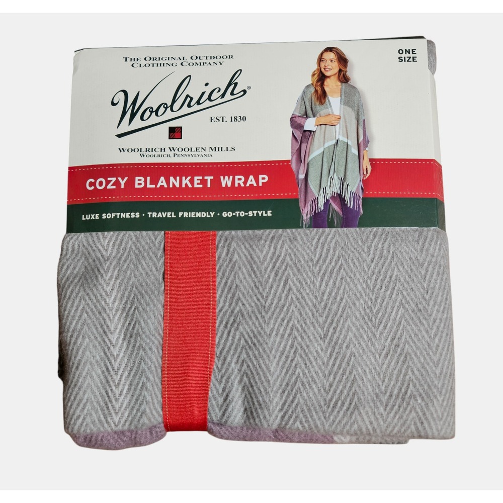 Woolrich Cozy Blanket Wrap Fringed Reagan Shawl Luxe Travel Womens One Size‎ NWT